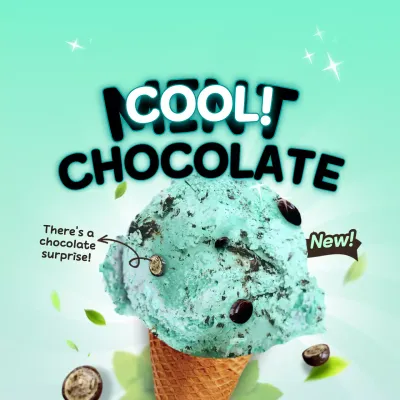 Refreshing Mint Chocolate Ice Cream with Green Mint