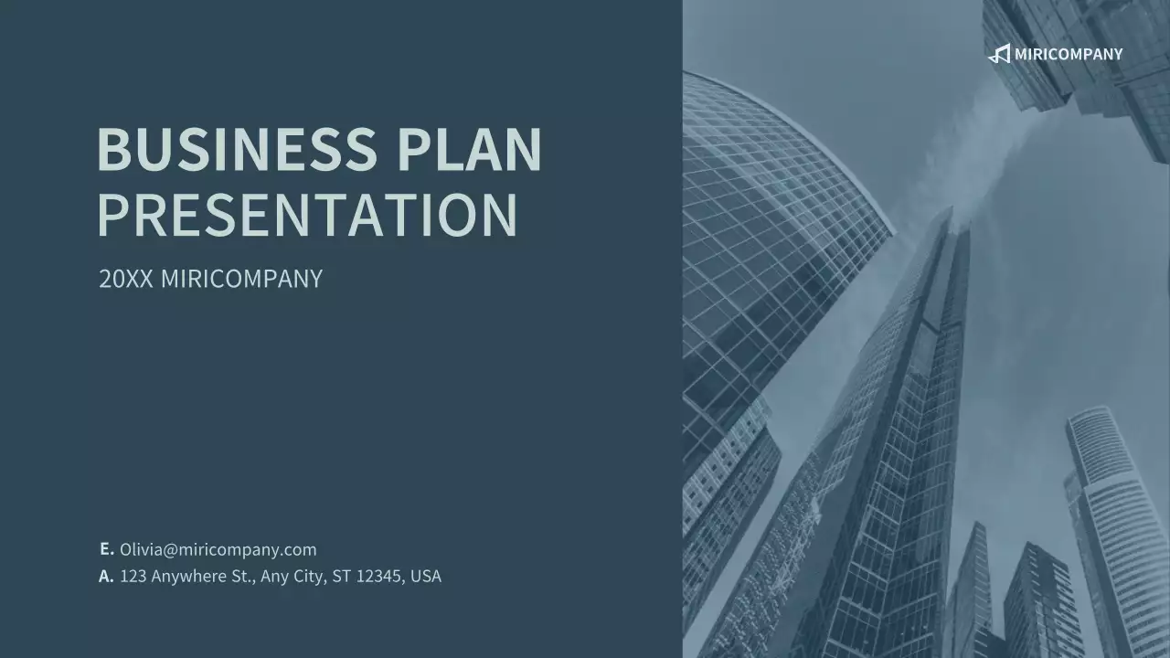 Corporate business plan presentation in navy blue
