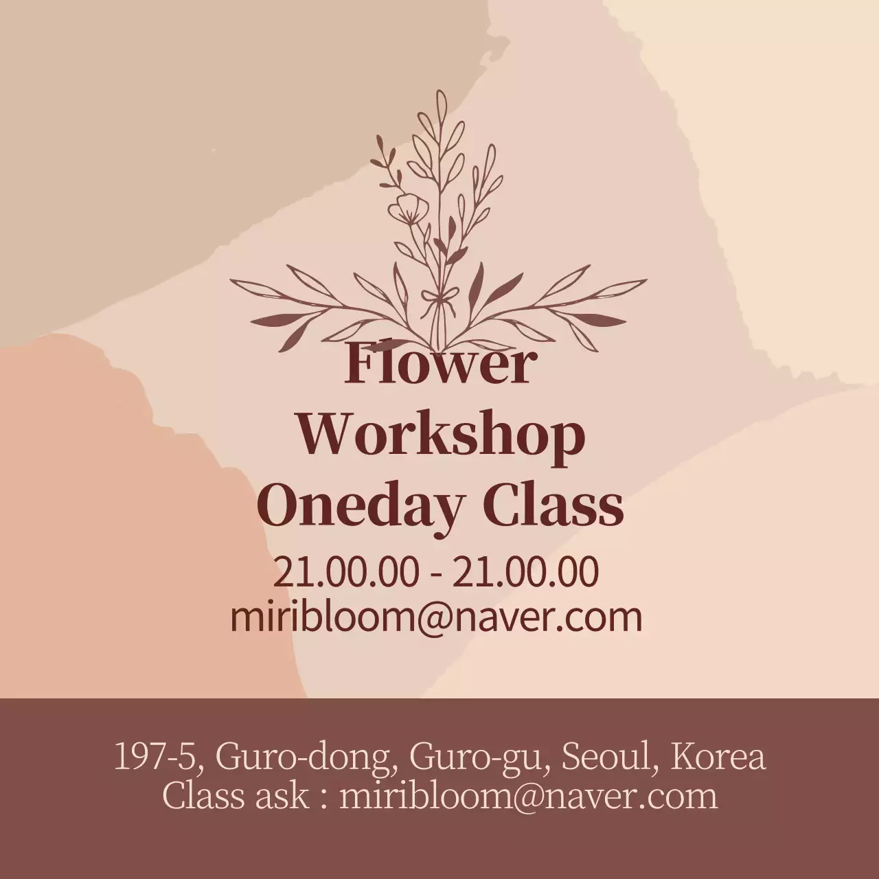 Beige illustration vintage flower one day class promotional label