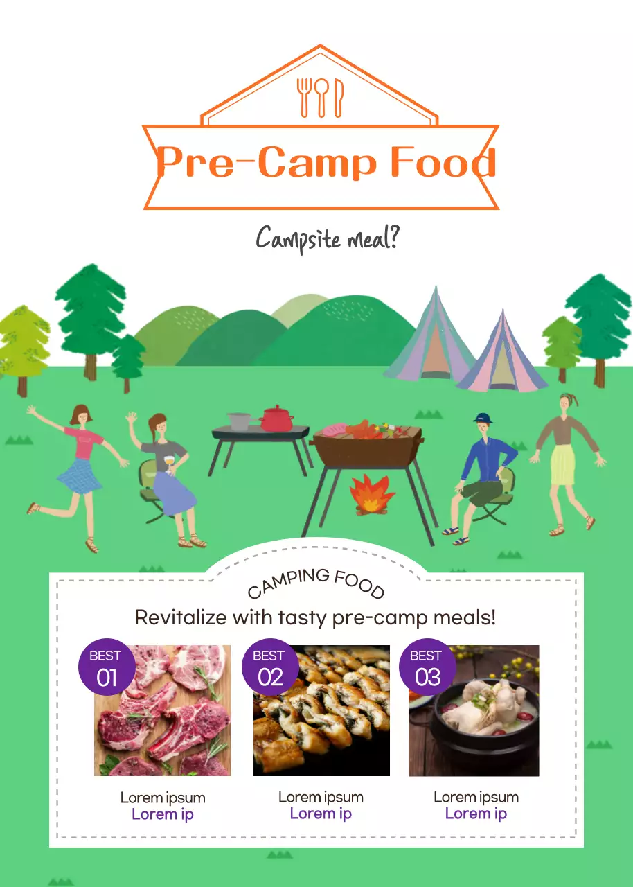 Poster Promosi Perkemahan Pedesaan Hijau