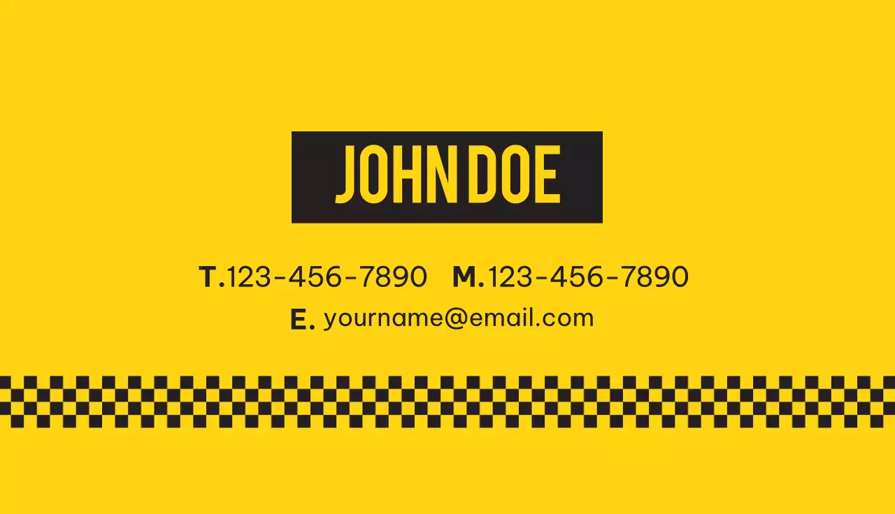 Yellow Bold Taxi Advertisement Business Card