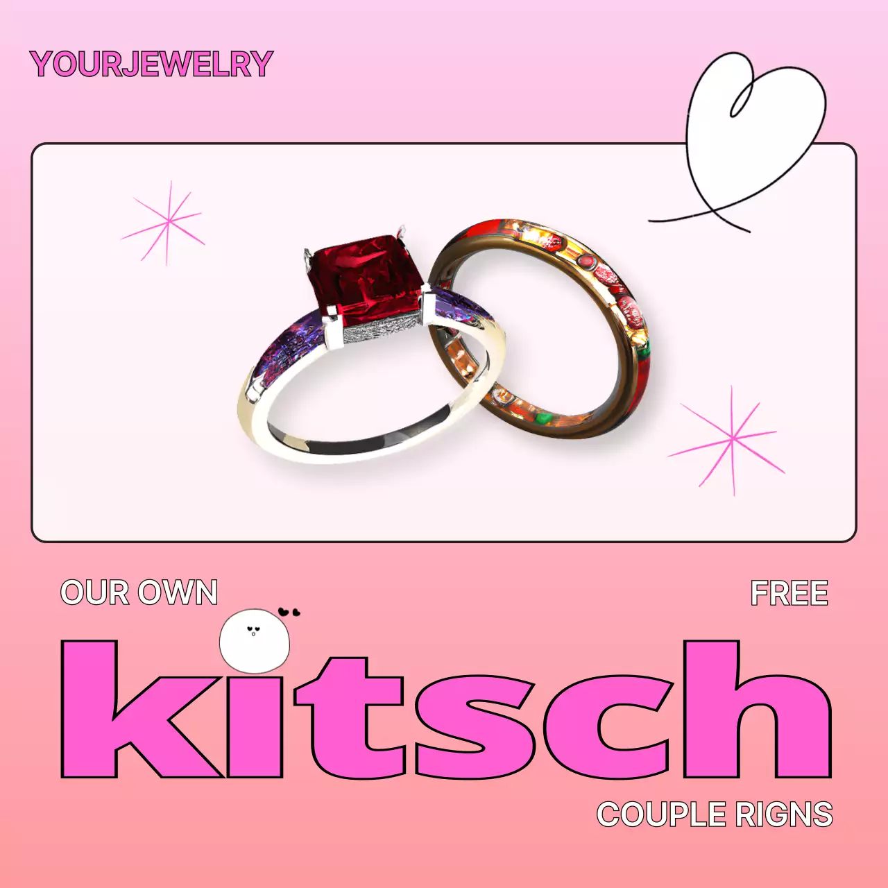 핑크 트렌디 커플 프로모션 소셜 미디어 게시물