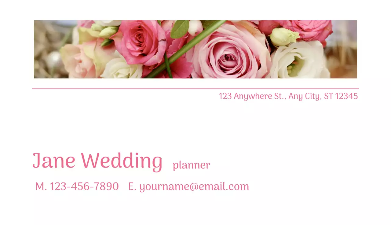 Pink Elegant Wedding Business Card