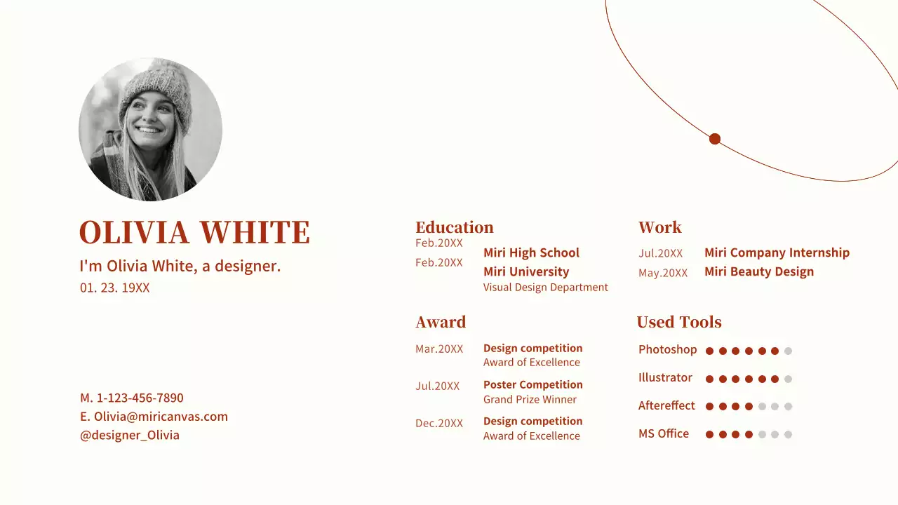 Red-toned circular point design portfolio