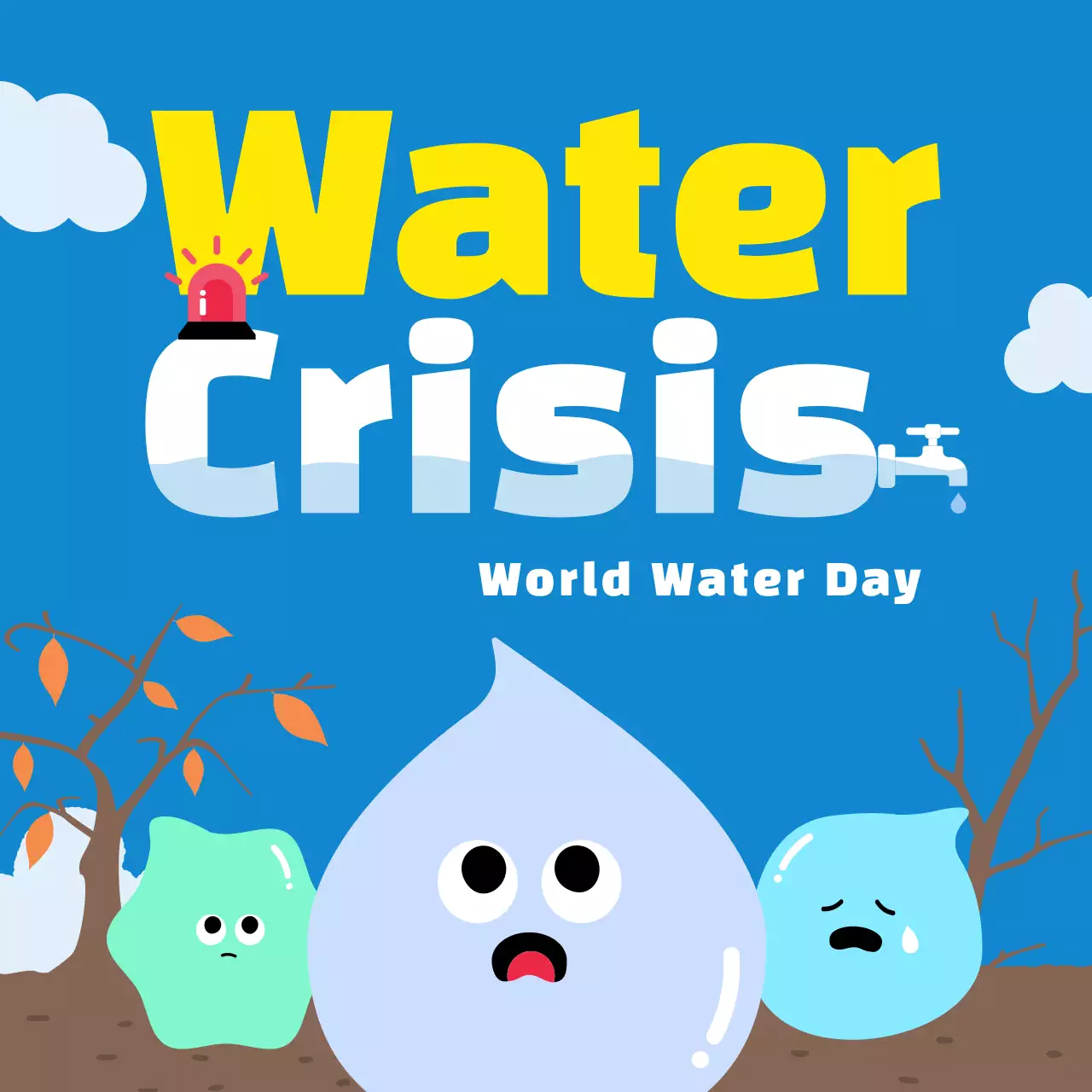 Blue Minimal Water Announcement Instagram Carousel