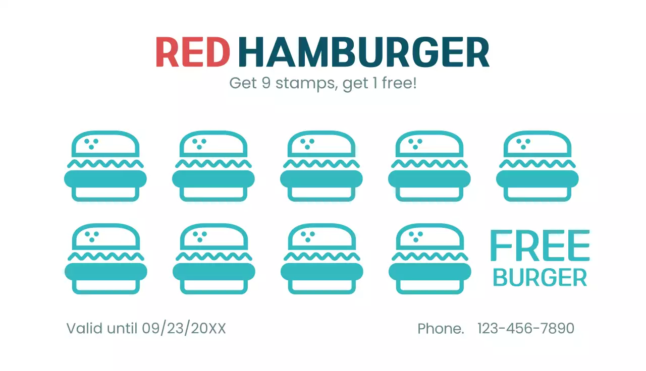 Teal Modern Hamburger Promotion Business Card
