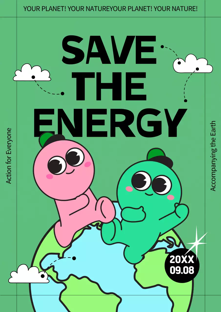 그린 카툰 에너지 발표 포스터