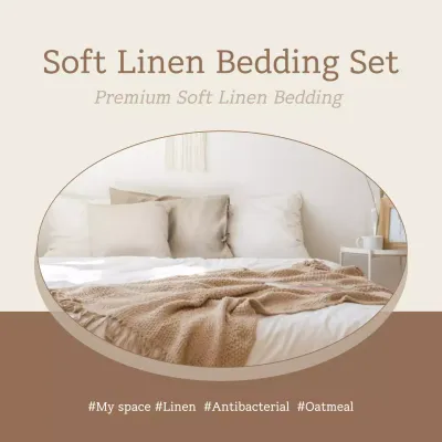 Beige Minimalist Bedding Advertisement Social Media Post