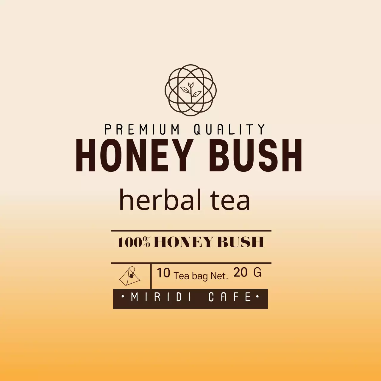 Yellow Illustrated Cafe Honey Tea Bag Label