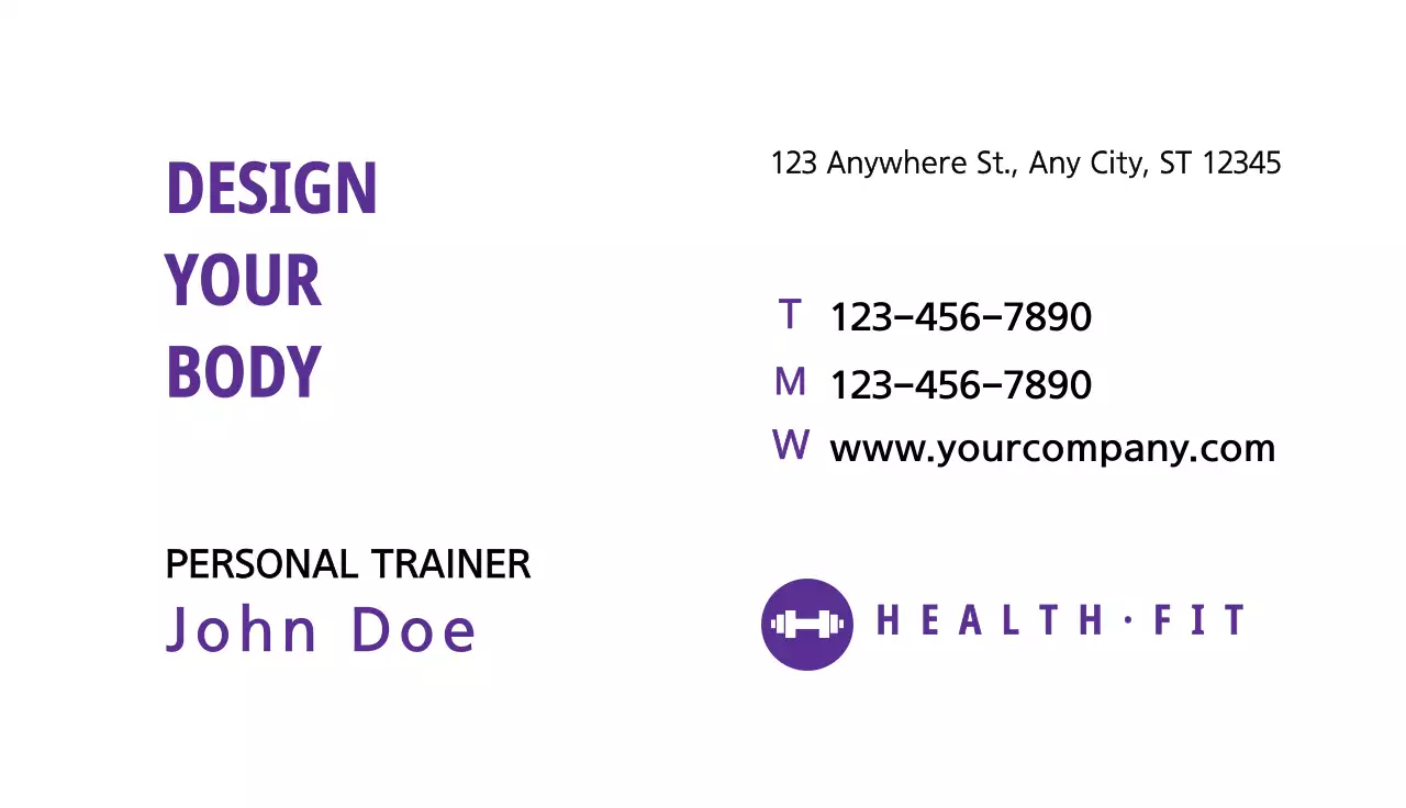 Purple Modern Fitness Business Card