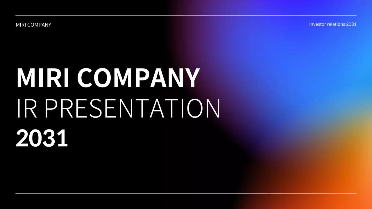 IR presentation with black, blue and red gradient business concept
