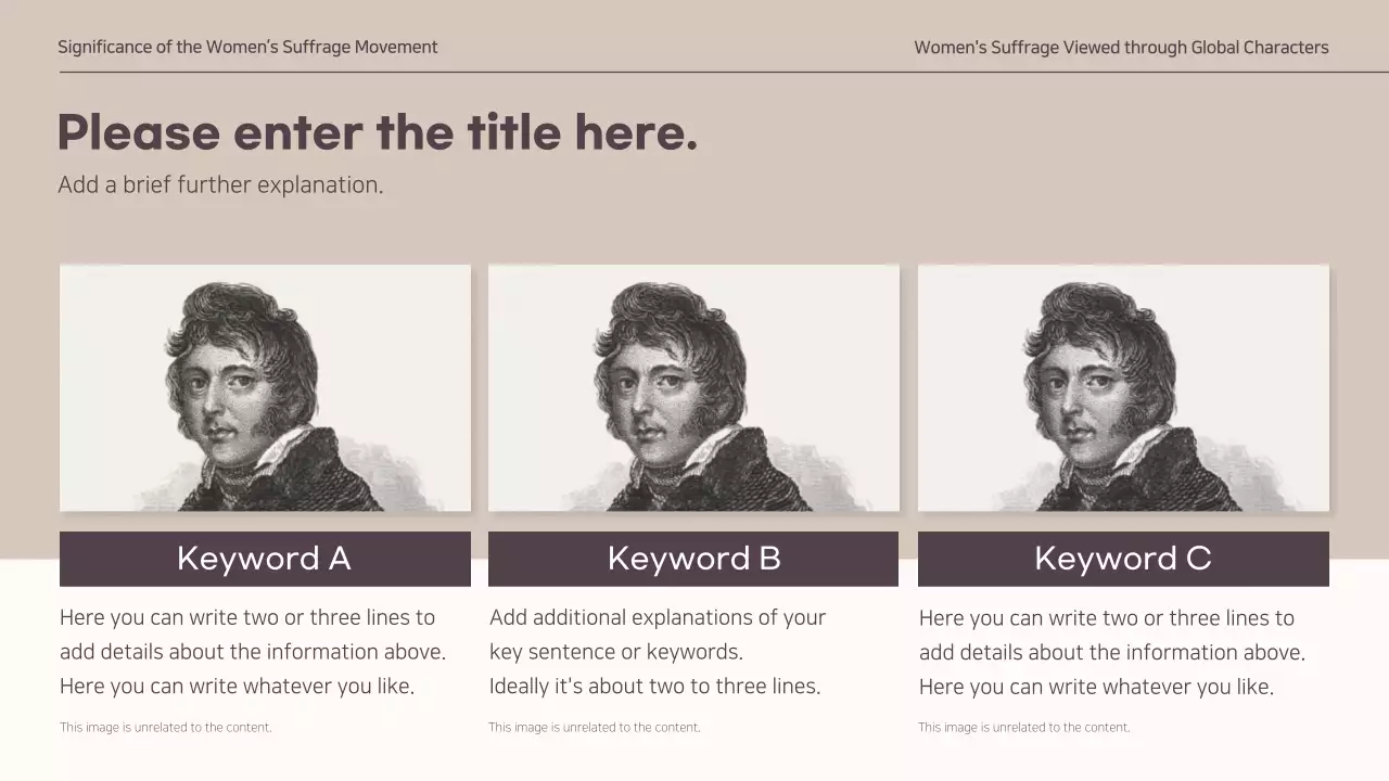  Presenting a subdued concept for a global women's suffrage assignment