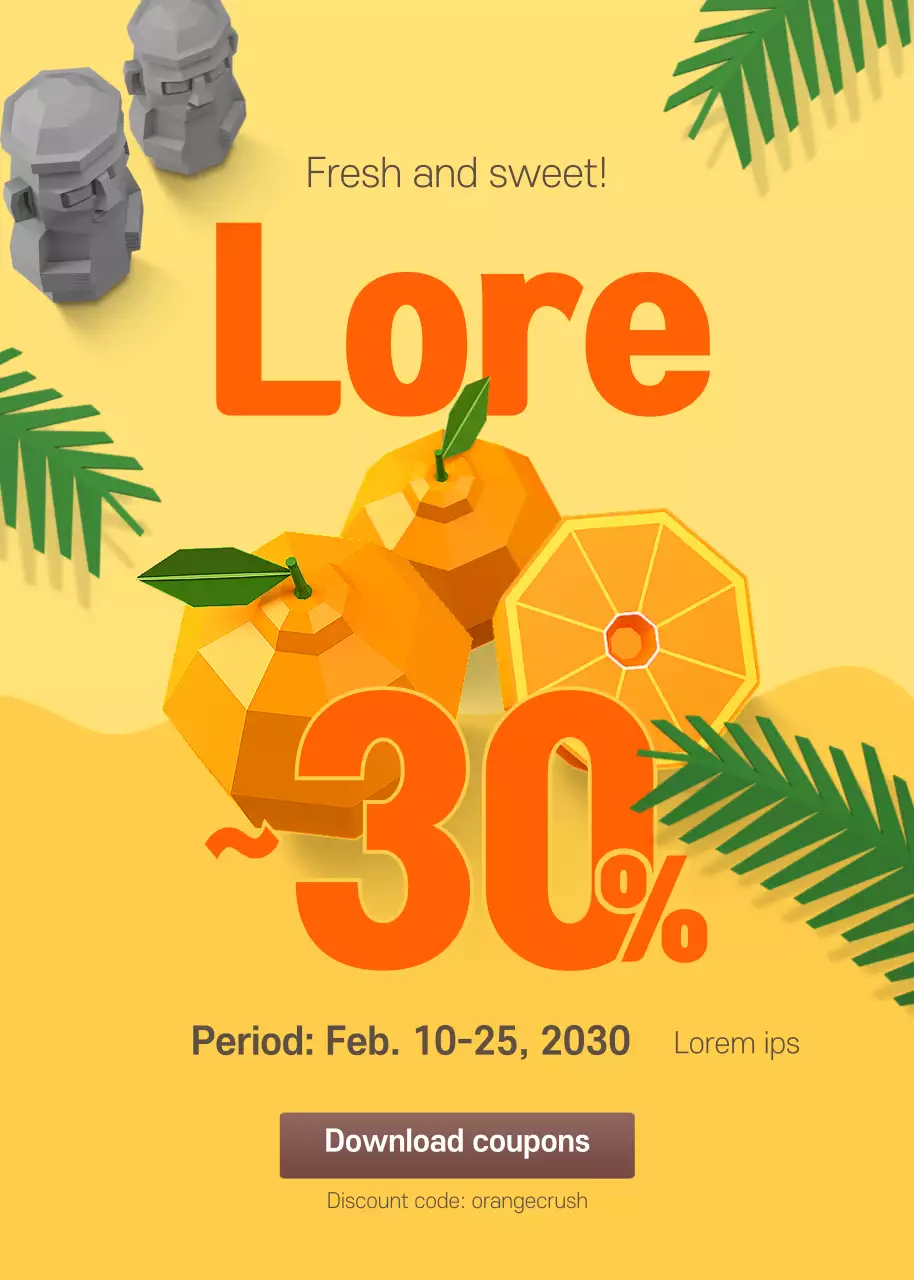 Orange Trendy Fruit Promotion Poster