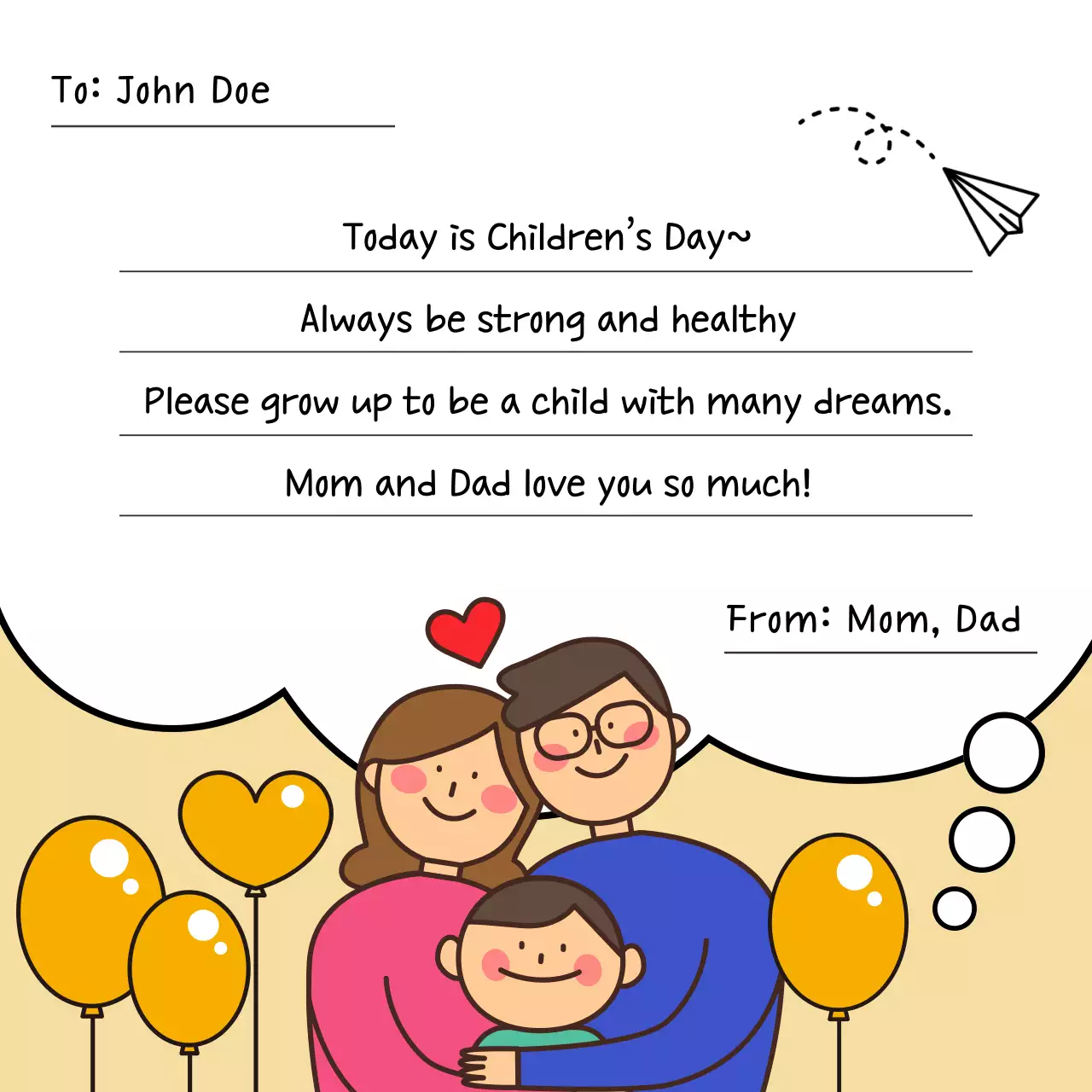 Beige Simple Family Letter Social Media Post