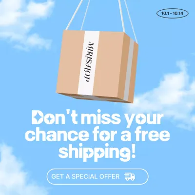 Blue Trendy Shipping Promotion Social Media Post