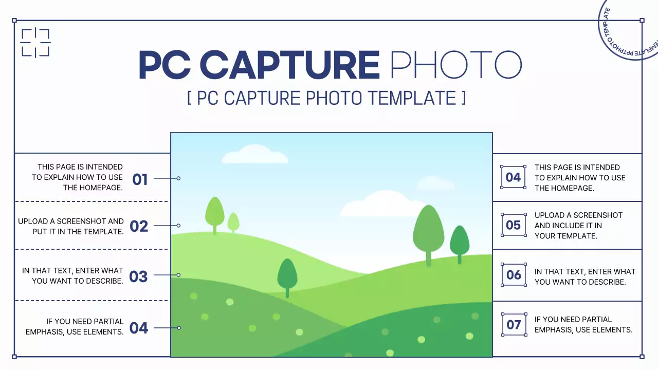핑크와 남색의 사진프레임을 이용한 깔끔한 라인의 PPT