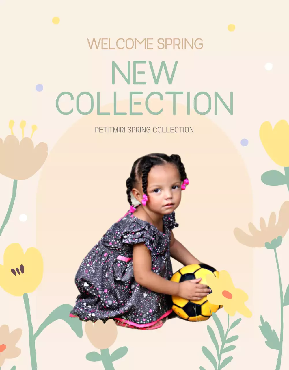 베이지색 꽃무늬 봄 프로모션 포스터