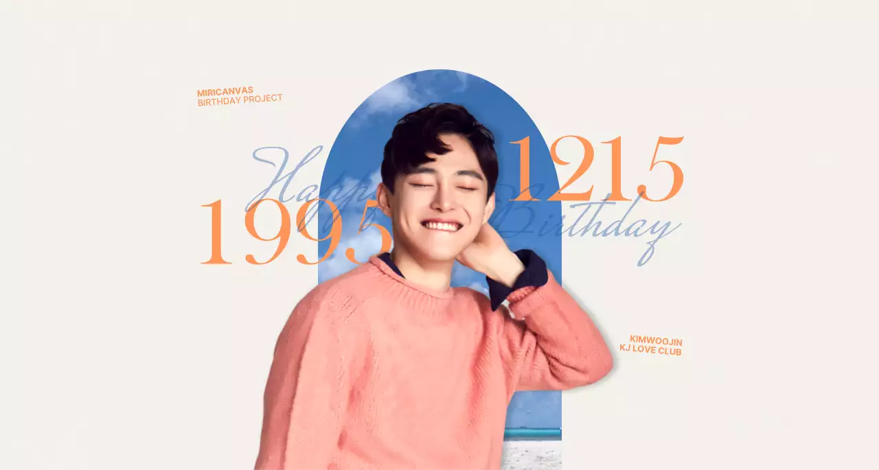 Sentimental concept in orange and light blue for celebrity birthday merchandise