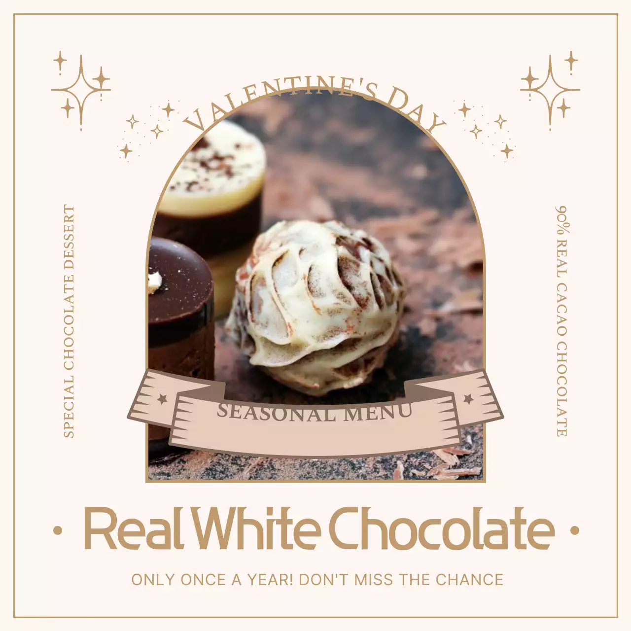 Introducing a beige and gold Valentine's Day dessert menu