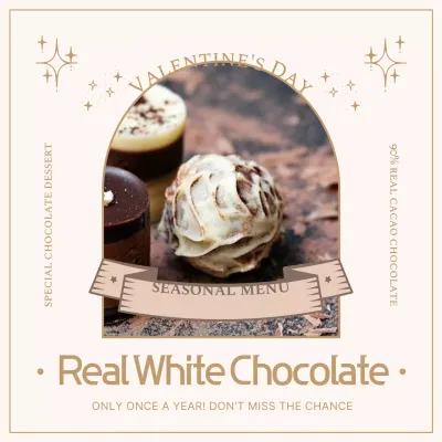 Introducing a beige and gold Valentine's Day dessert menu