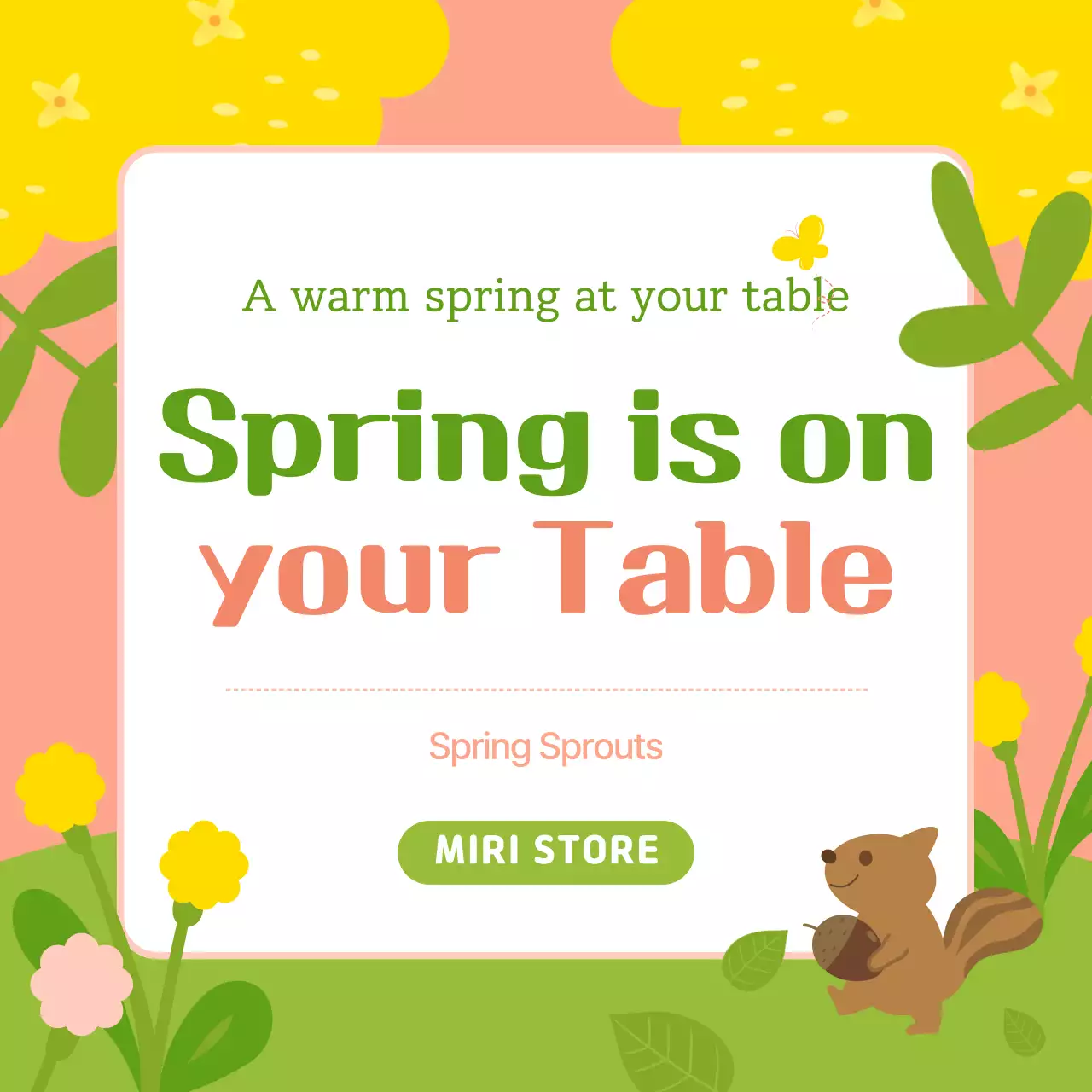 Yellow Simple Spring Promotion Instagram Carousel