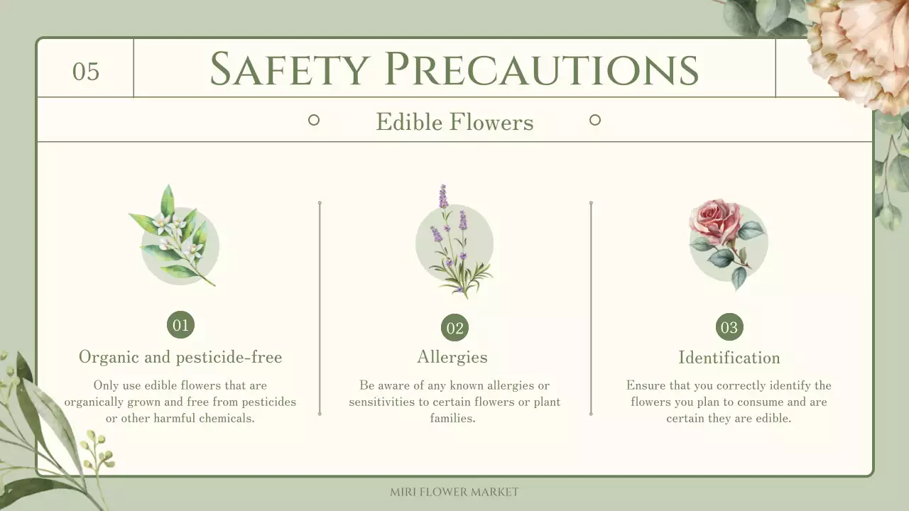 Edible flower and herb trivia with a green, sentimental watercolor illustration theme