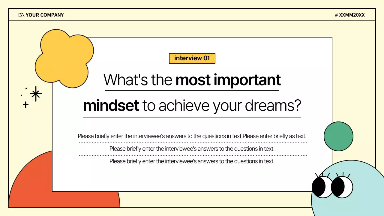 A kitschy business interview in purple and yellow