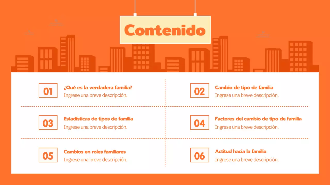 Programa de cultura familiar con simpáticas ilustraciones en naranja