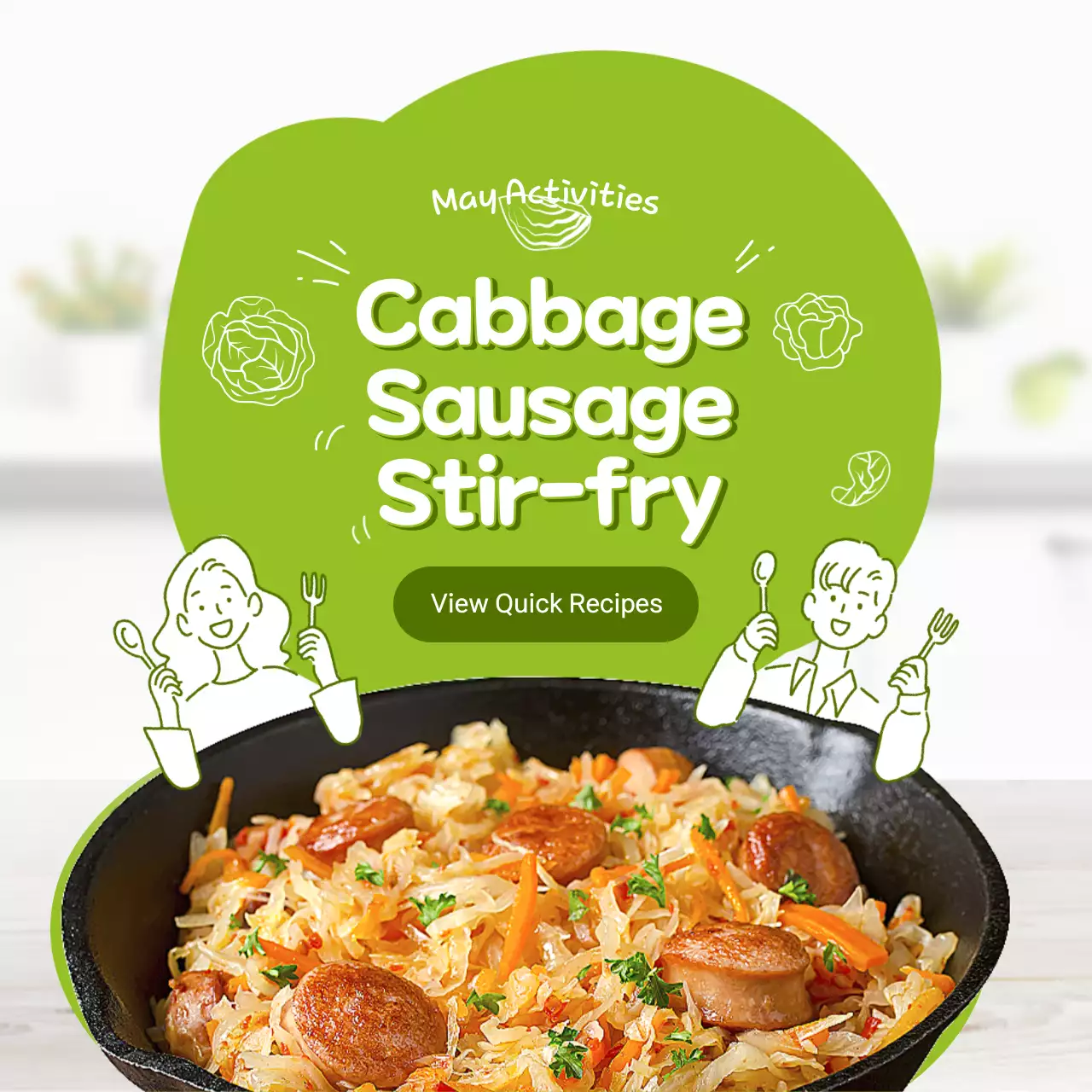 Green Trendy Recipe Promotion Social Media Post