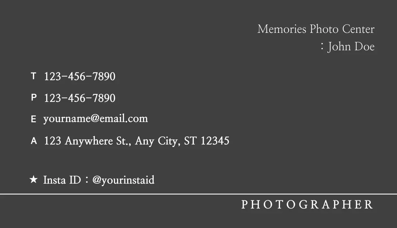 Grey Professional Photographer Business Card