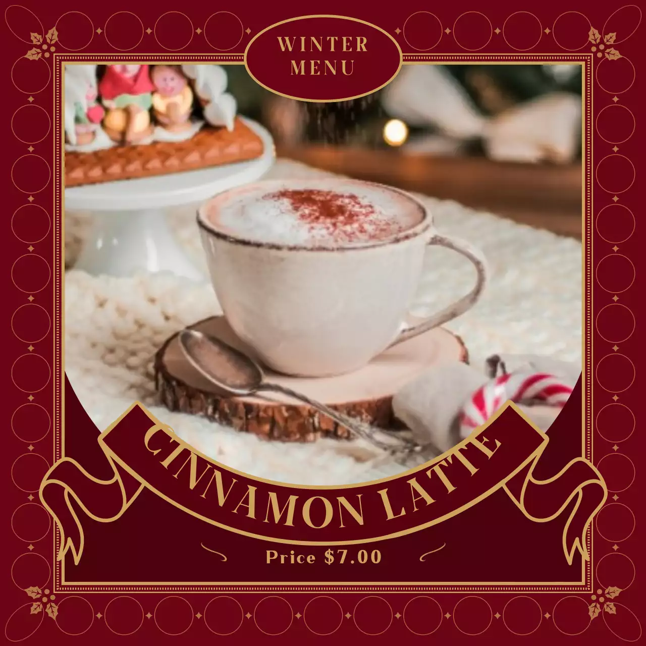 Christmas Card in Red GreenCafe Drink in Concept