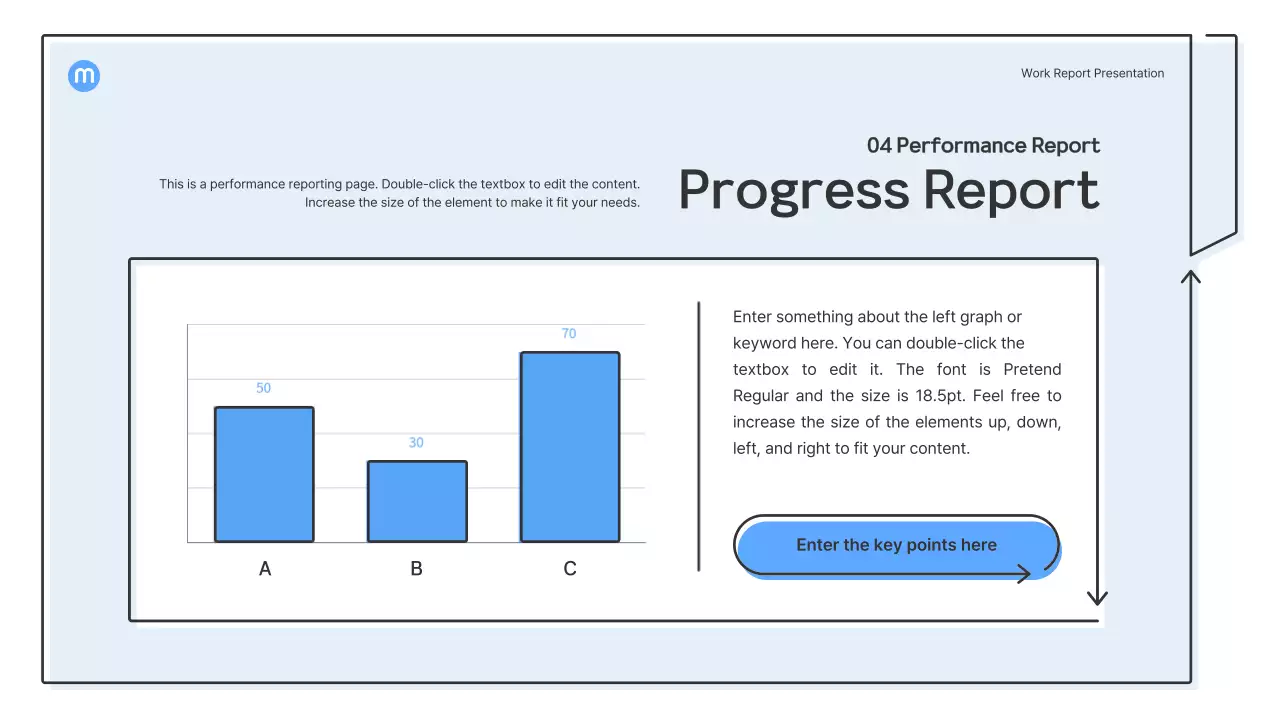 Point shapes with light blue arrows business presentation kit