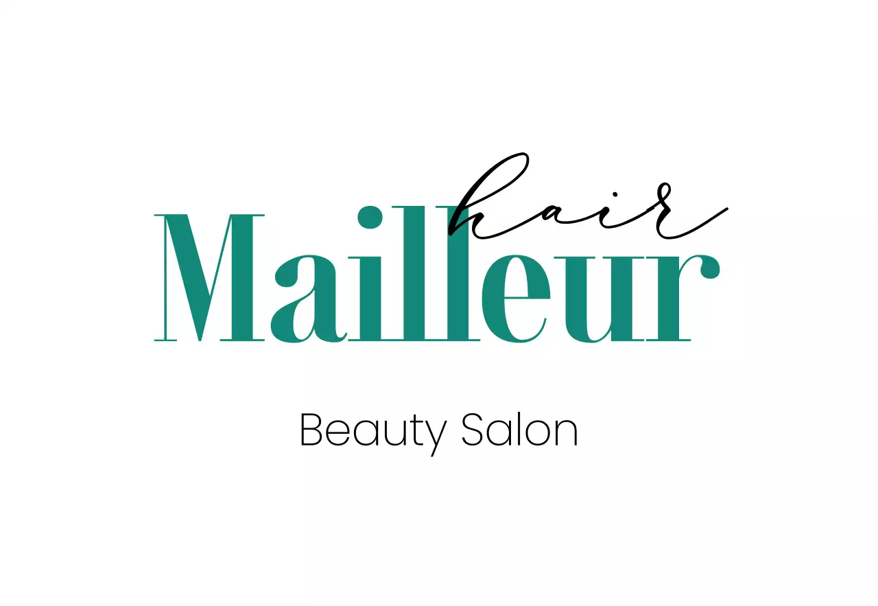 Sleek storefront sign with white black turquoise Mayer hair salon text