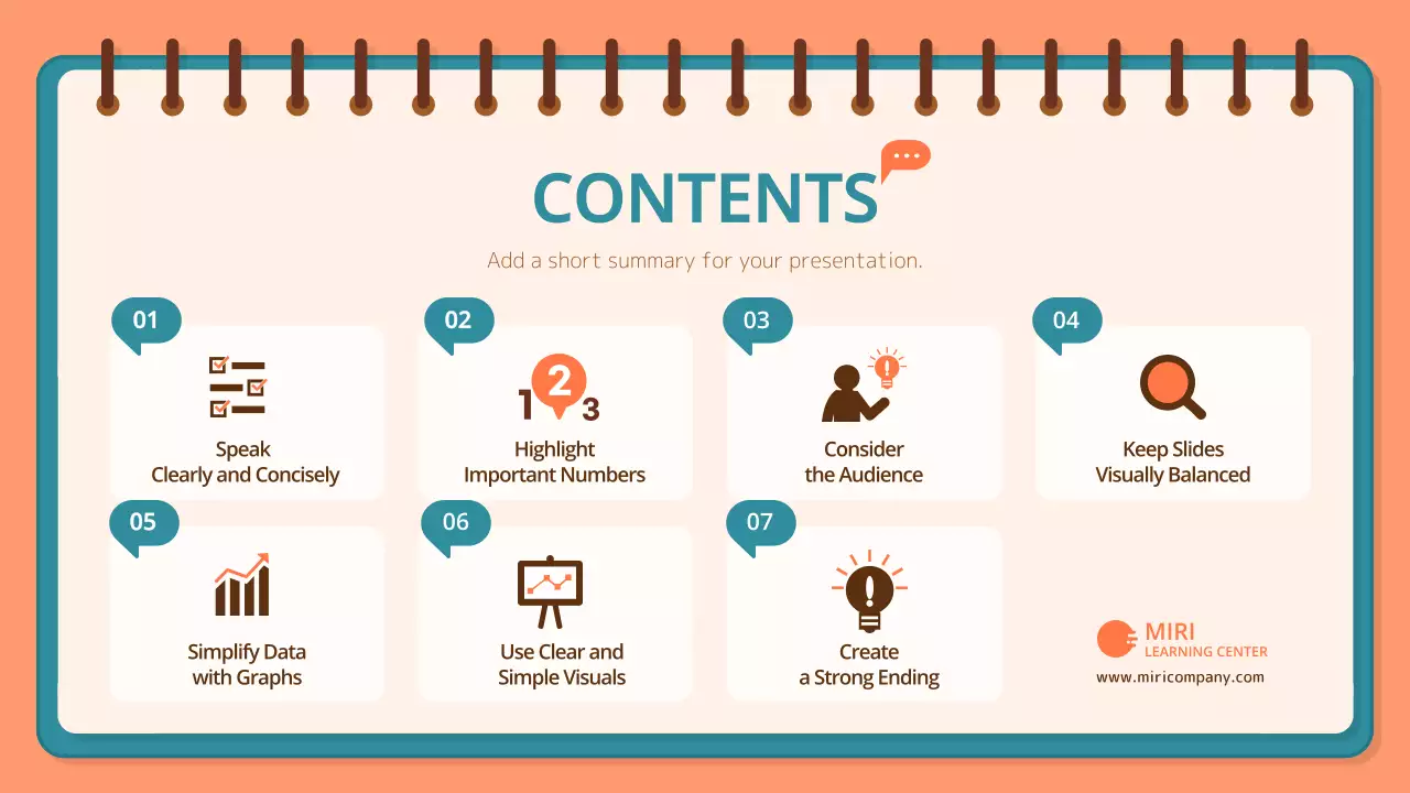 주황색 배경의 깔끔한 설득력 있는 발표 주제