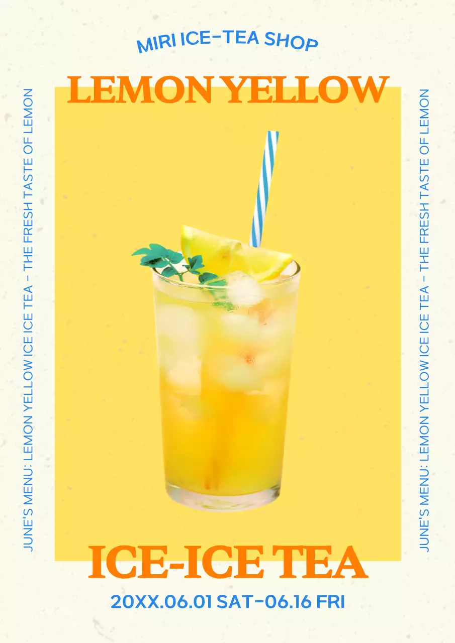 Yellow Retro Ice Tea Promotion Poster