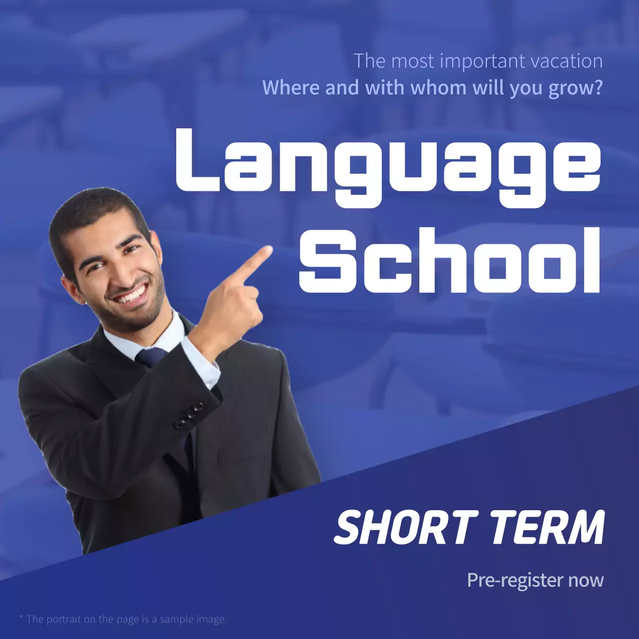 Blue Modern Language Promotion Social Media Post