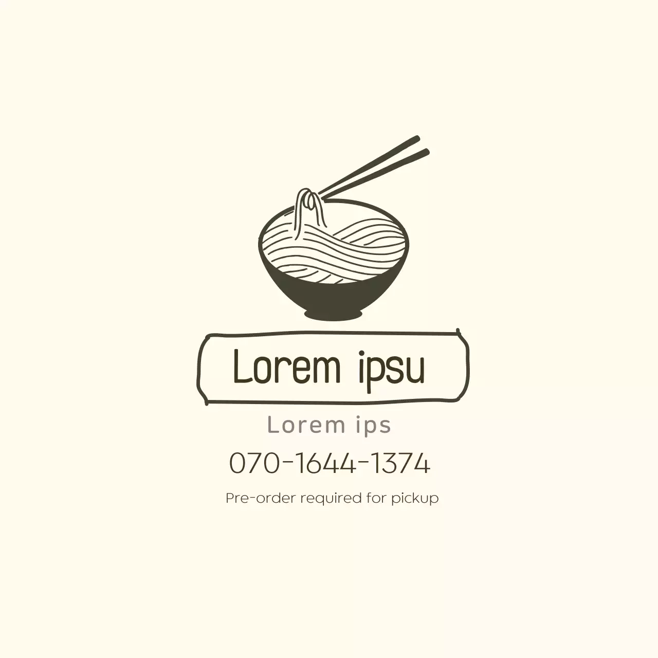 Ilustrasi krem muda industri katering yang mempromosikan hidangan mie