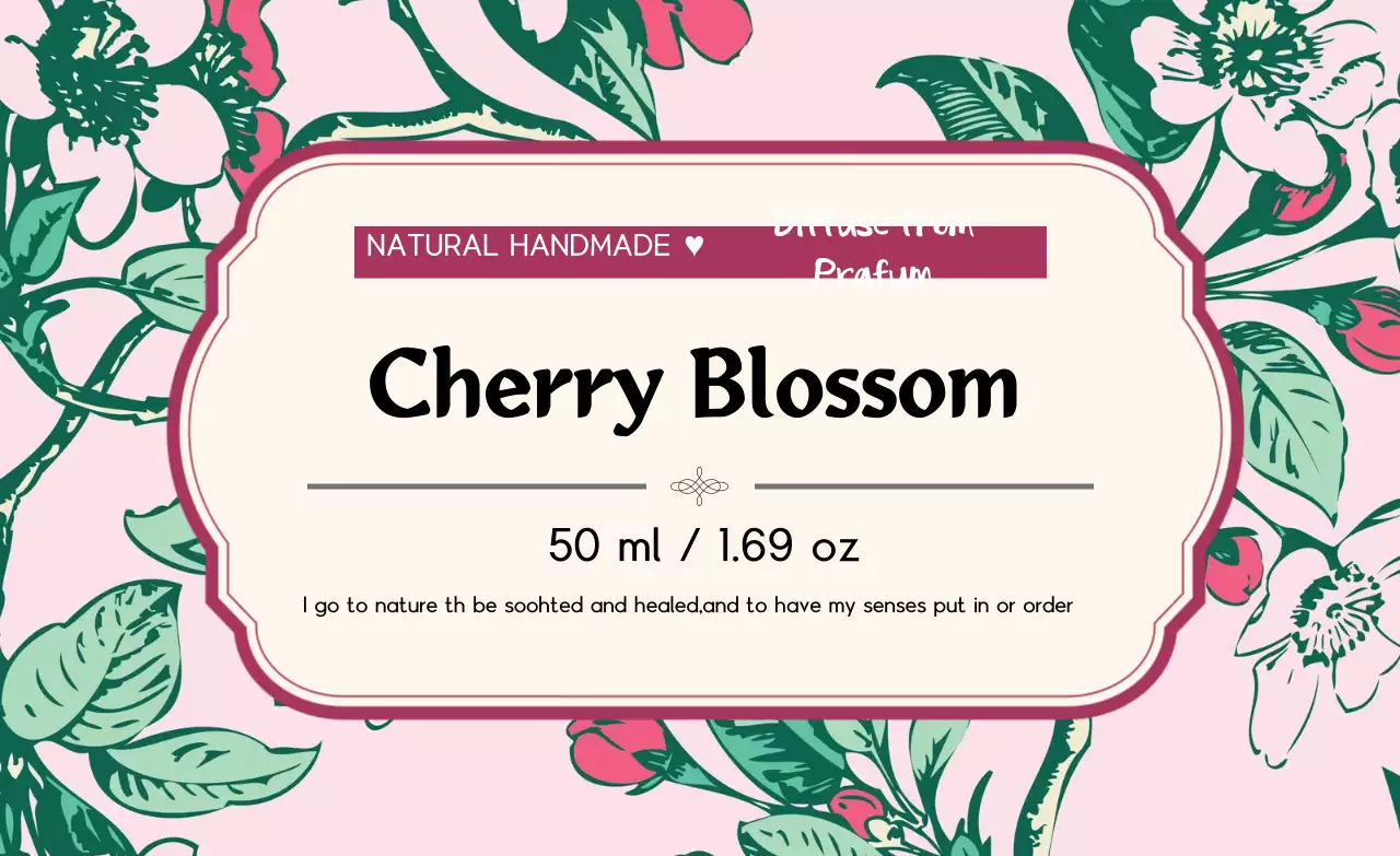 Vintage perfume label with pink illustration