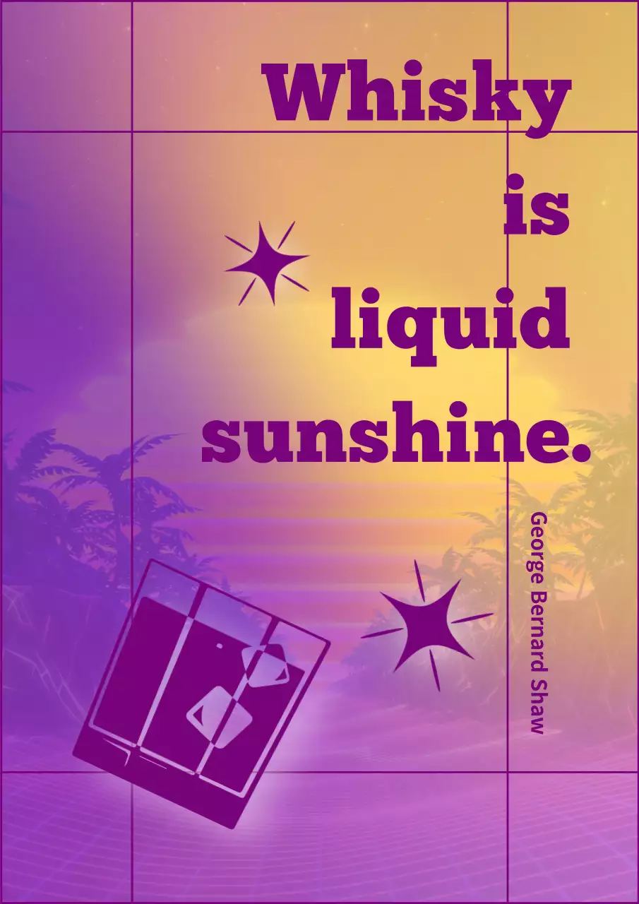 퍼플 레트로 위스키 광고 포스터