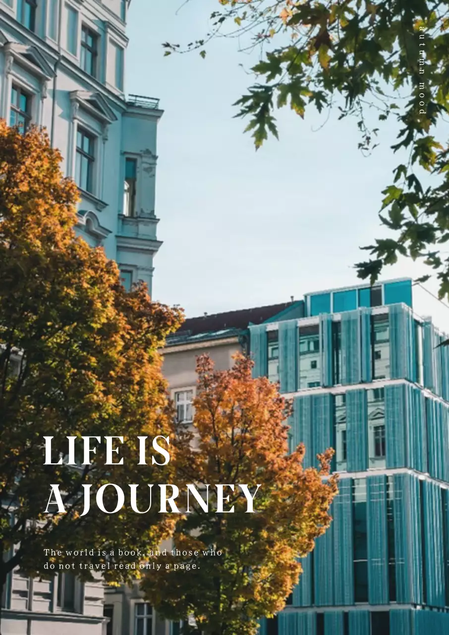 Autumnal, urban-inspired interior with red maple trees against a green building backdrop