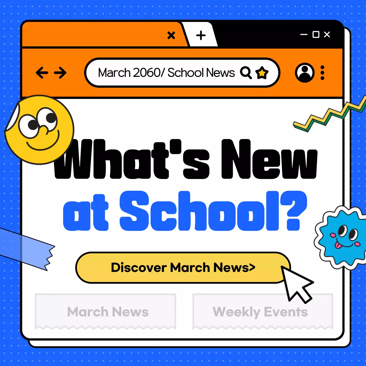 Blue and Orange Browser School News Guide