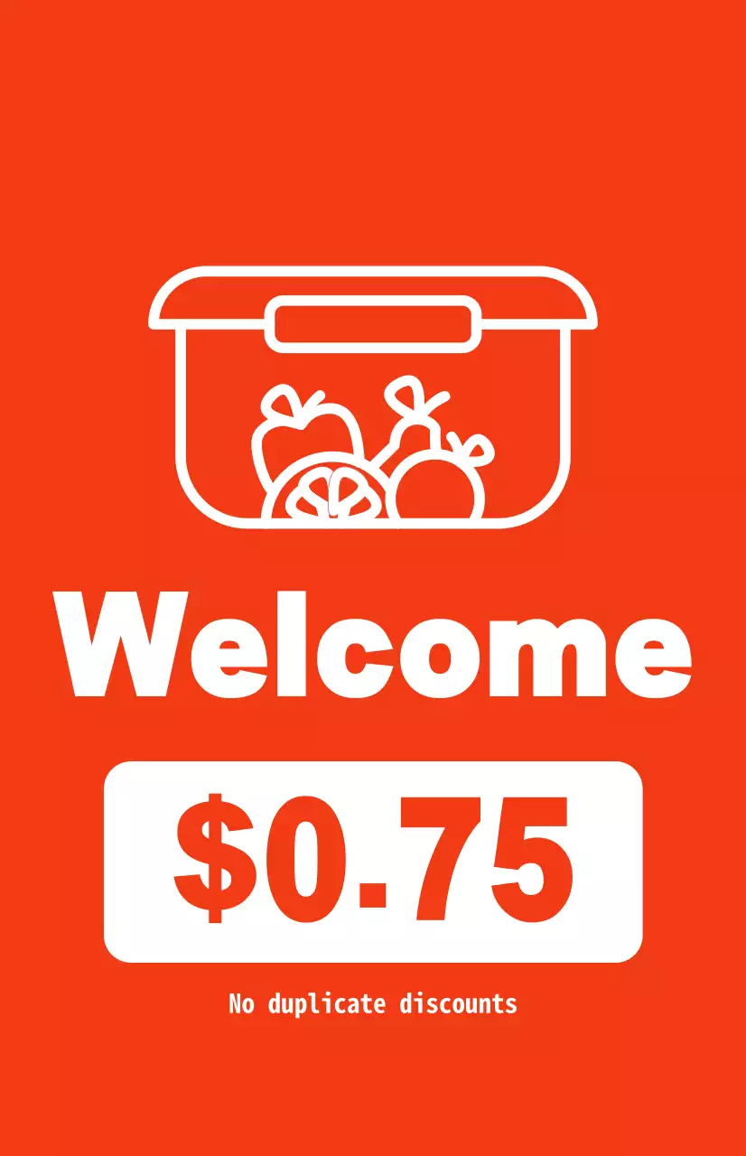 Promote packaging discounts with contrasting white text on a red background