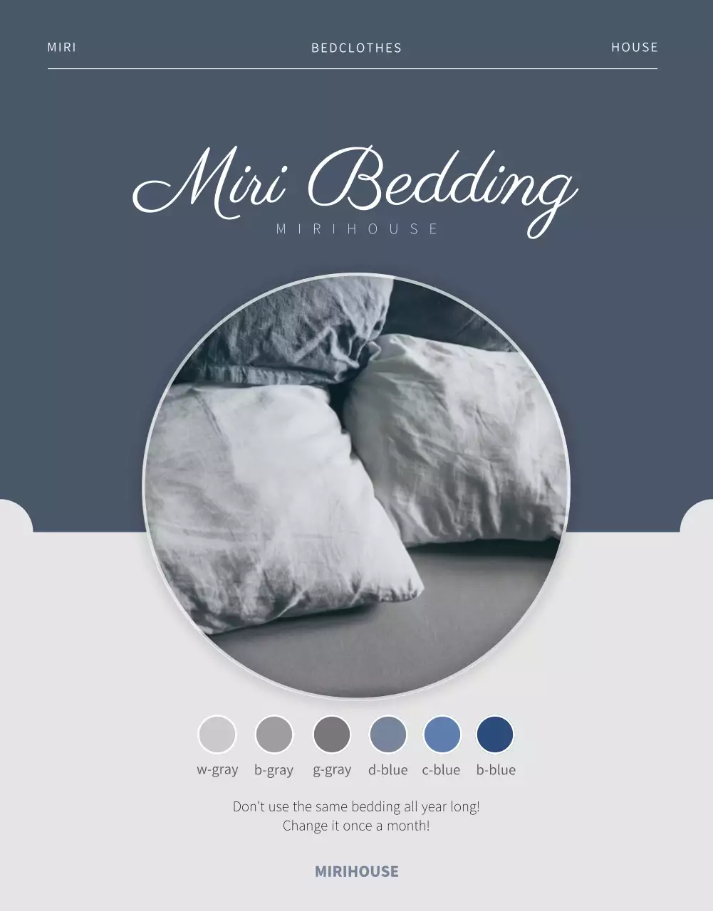 Purple and gray bedding detail page