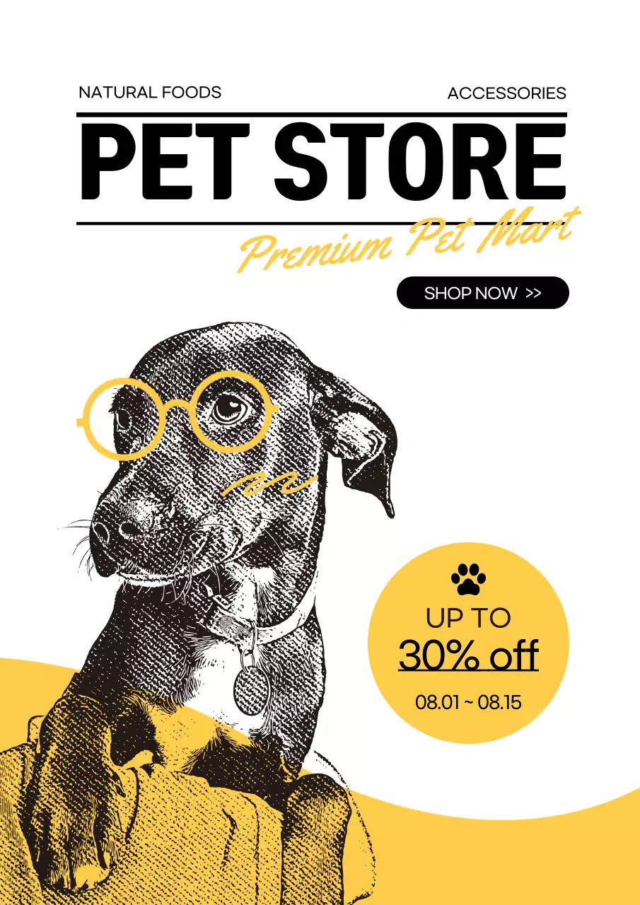 Yellow Trendy Pet Promotion Poster