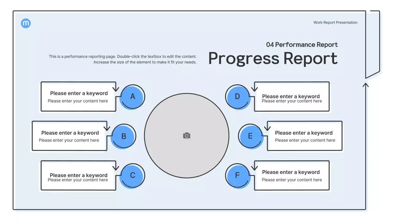 Point shapes with light blue arrows business presentation kit