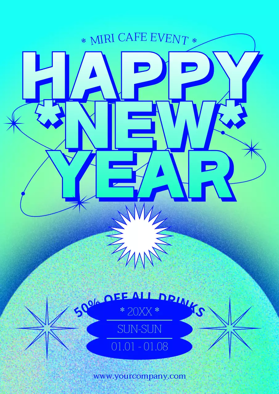 Blue Retro New Year Promotion Poster