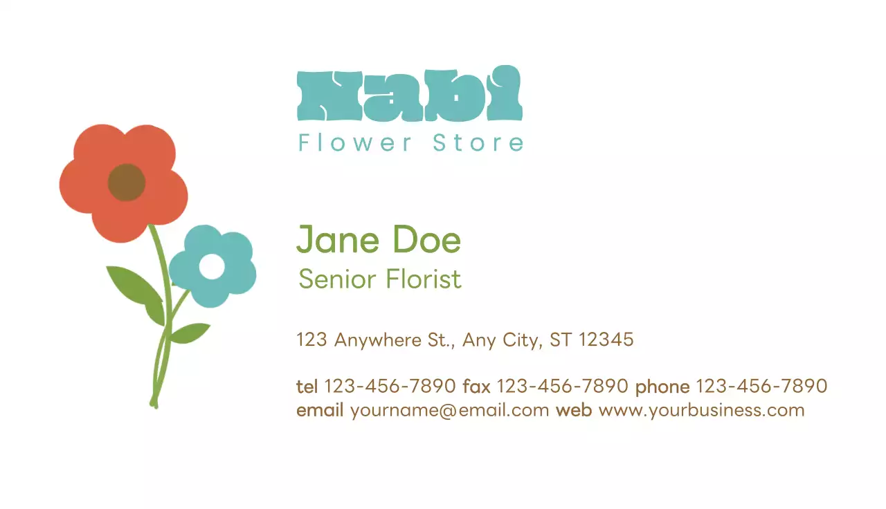 Green Botanical Flower Business Card