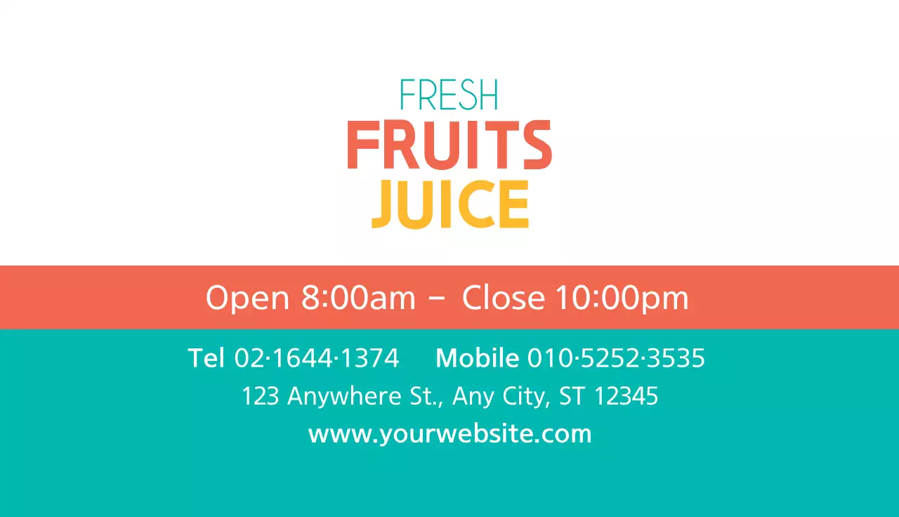 Colorful Trendy Juice Advertisement Business Card