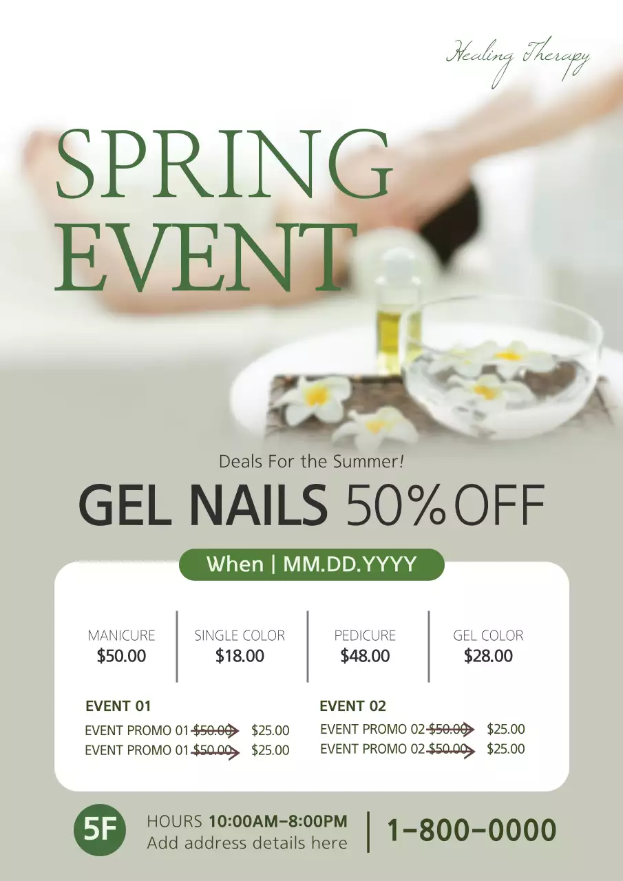 Green Modern Nail Promotion Poster