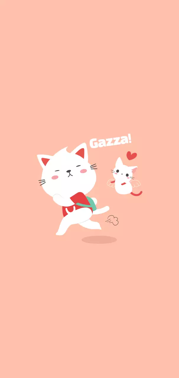 Peach Cute Cats Sticker Wallpaper